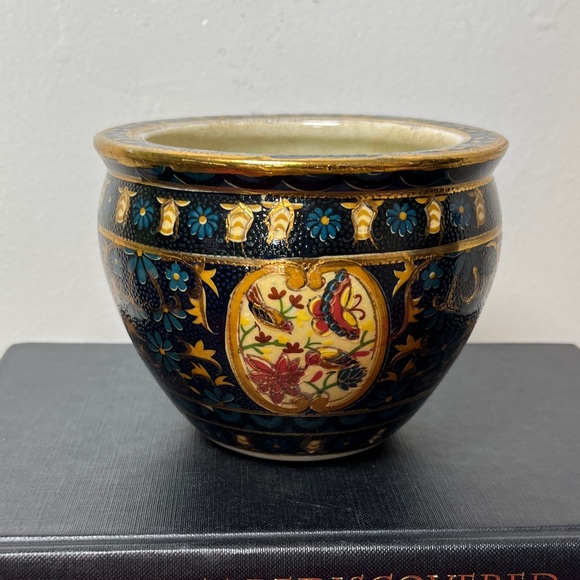 Other - Vintage 1990's Ming Dynasty Inspired Butterflies & Birds Fish Bowl Flower Pot
